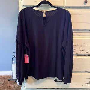 Riley & Rae Chic Navy Blue Textured Women's Blouse size XXL, NWT.